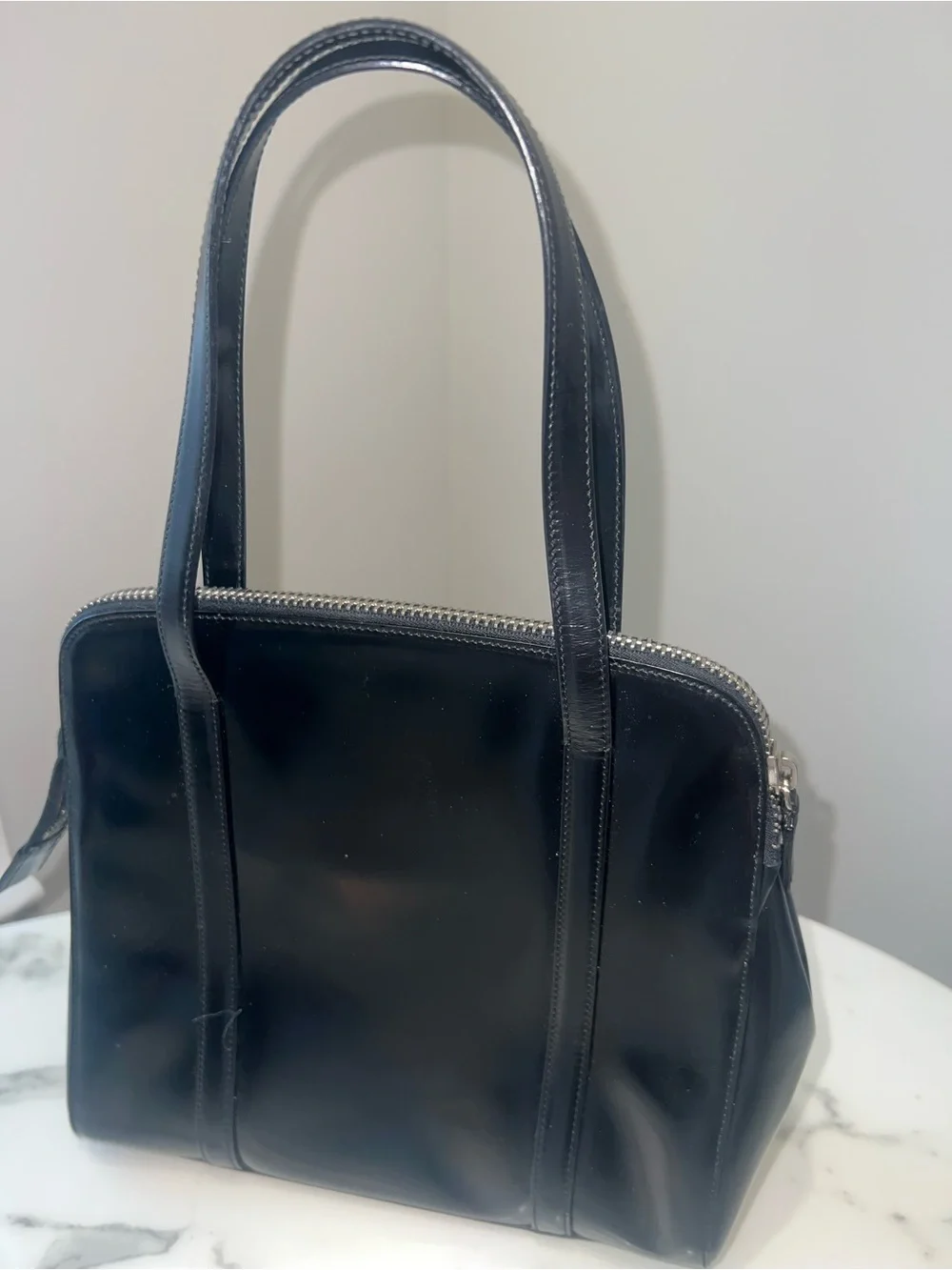 90s Vintage Prada Spazzolato bag In Black Noir CBK Carolyn Bessette Kennedy - Picture 6 of 12